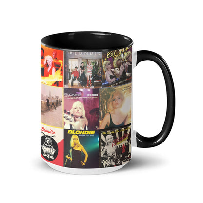 Blondie Black Two-Tone Accent Coffee Mug - Classic Band Album Covers Collage Mug