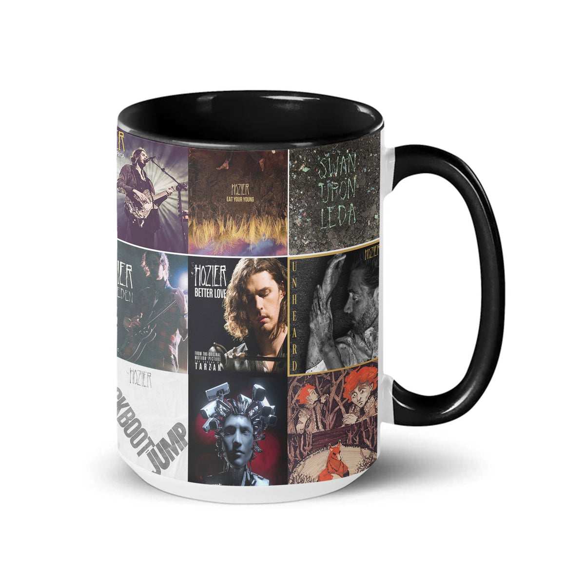 Hozier Black Two-Tone Accent Coffee Mug - Classic Band Album Covers Collage Mug