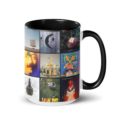 Phish Black Two-Tone Accent Coffee Mug - Classic Band Album Covers Collage Mug