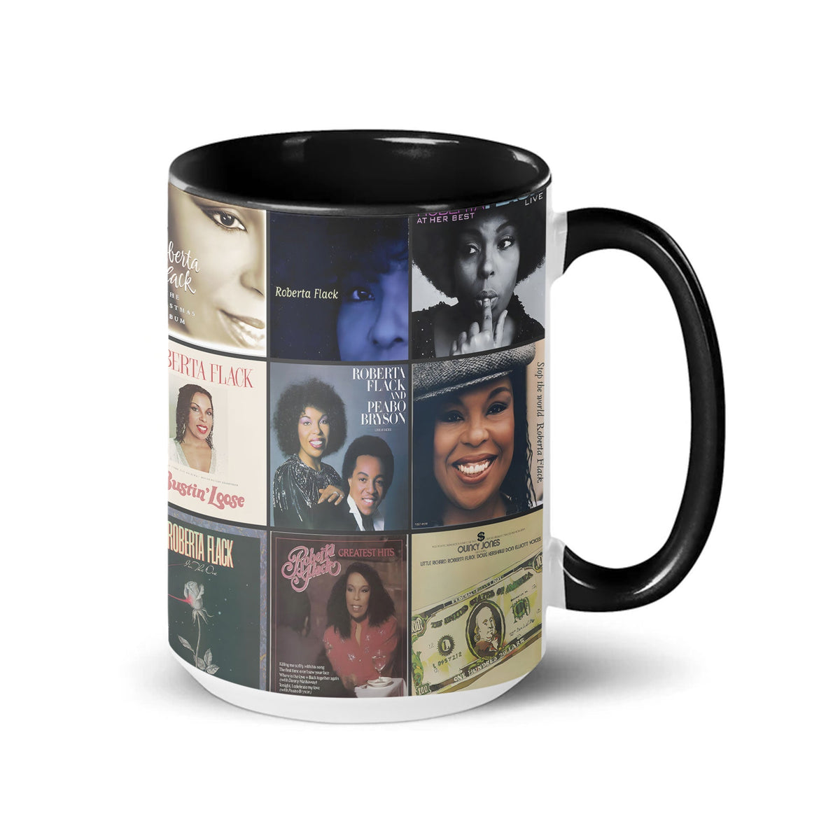Roberta Flack Accent Mug – Soulful Classics Album Collage Gift