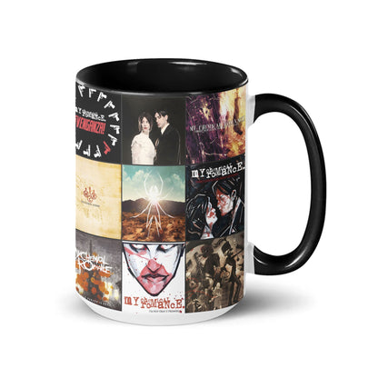 My Chemical Romance Black Two-Tone Accent Coffee Mug - Classic Band Album Covers Collage Mug