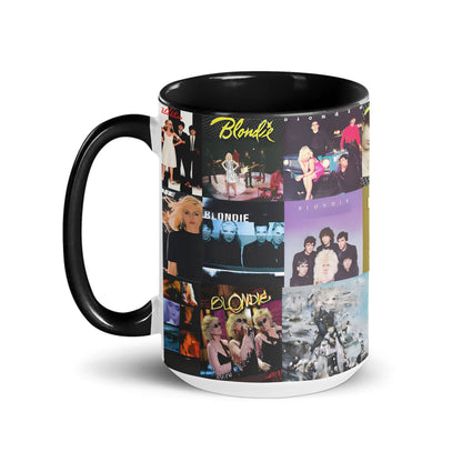 Blondie Black Two-Tone Accent Coffee Mug - Classic Band Album Covers Collage Mug