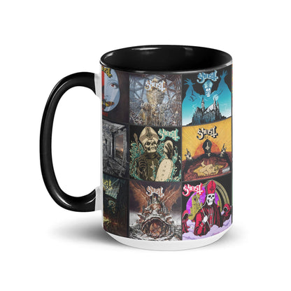 Ghost Band Black Two-Tone Accent Coffee Mug - Classic Band Album Covers Collage Mug