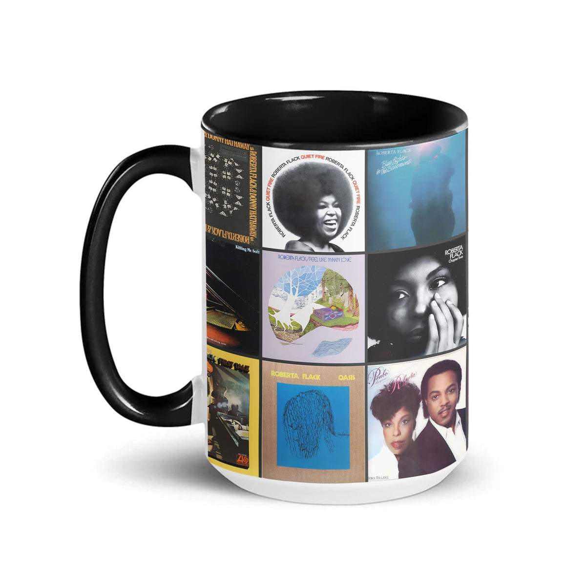 Roberta Flack Accent Mug – Soulful Classics Album Collage Gift