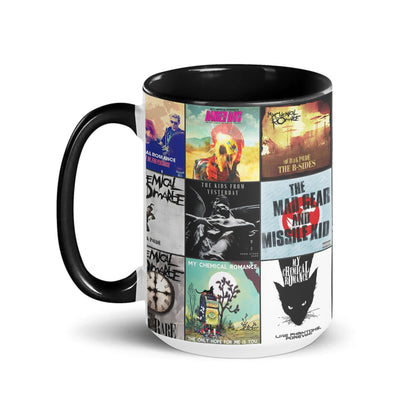 My Chemical Romance Black Two-Tone Accent Coffee Mug - Classic Band Album Covers Collage Mug