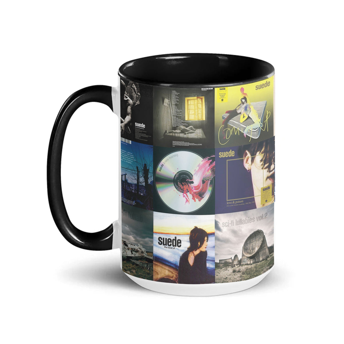 Suede Accent Mug – Britpop Icons Album Cover Collage Gift
