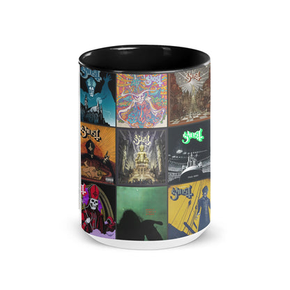 Ghost Band Black Two-Tone Accent Coffee Mug - Classic Band Album Covers Collage Mug