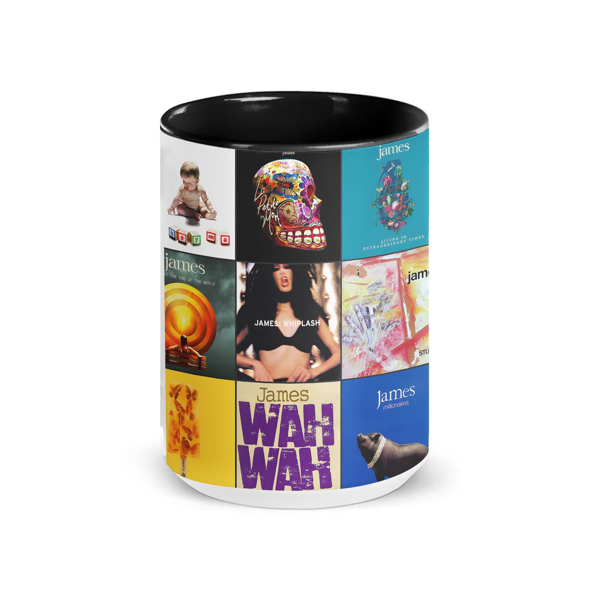 James Accent Mug – Album Cover Collage for Indie Rock Fans