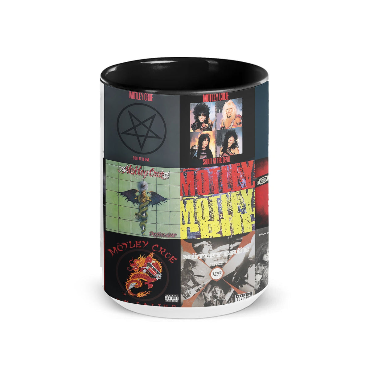 Mötley Crüe Accent Mug – Classic Hard Rock Album Collage Gift