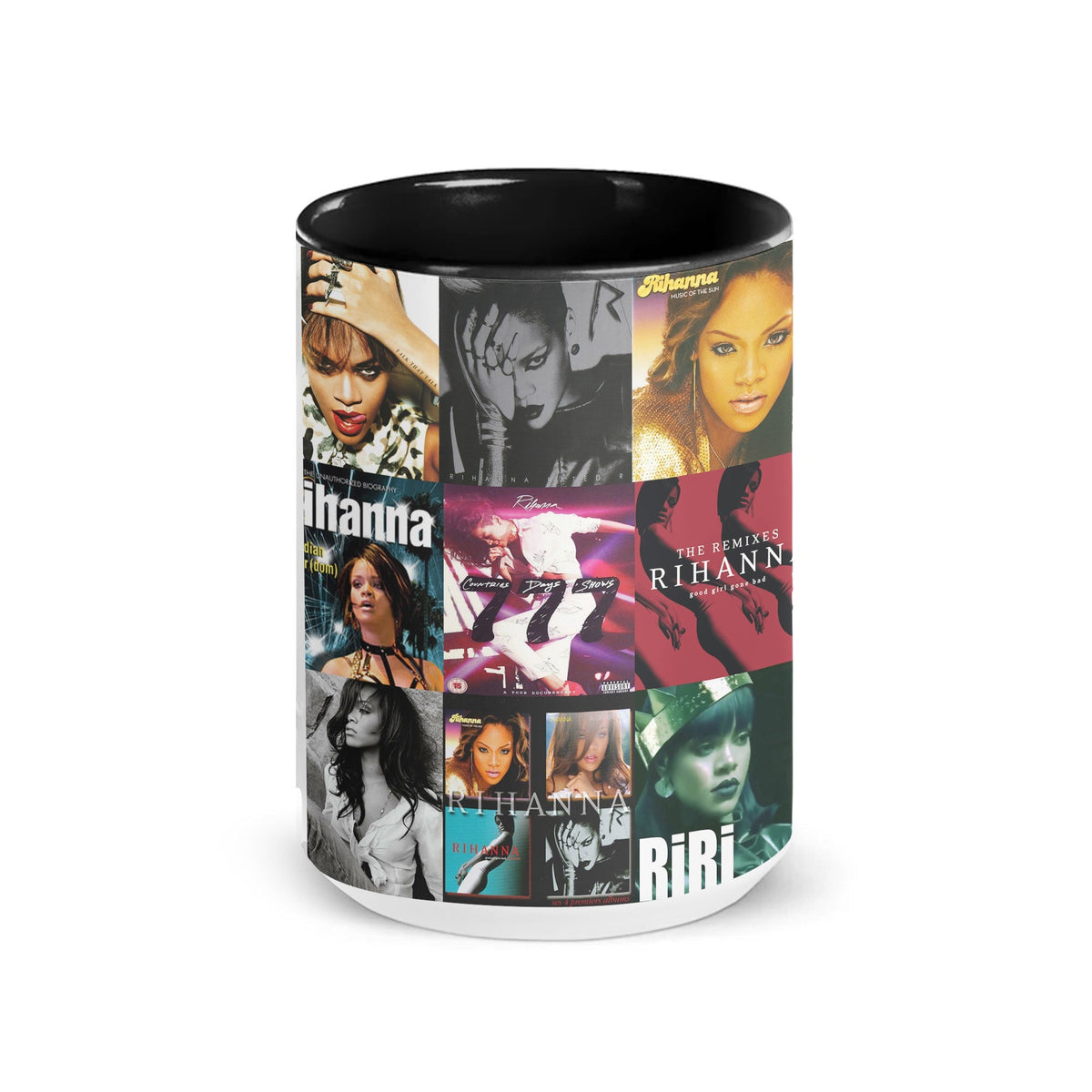 Rihanna Accent Mug – Iconic Era Album Cover Collage Gift