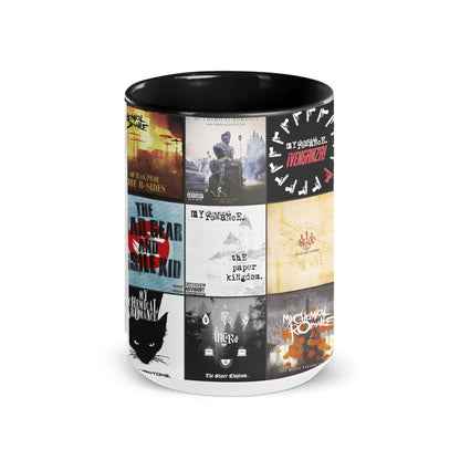 My Chemical Romance Black Two-Tone Accent Coffee Mug - Classic Band Album Covers Collage Mug