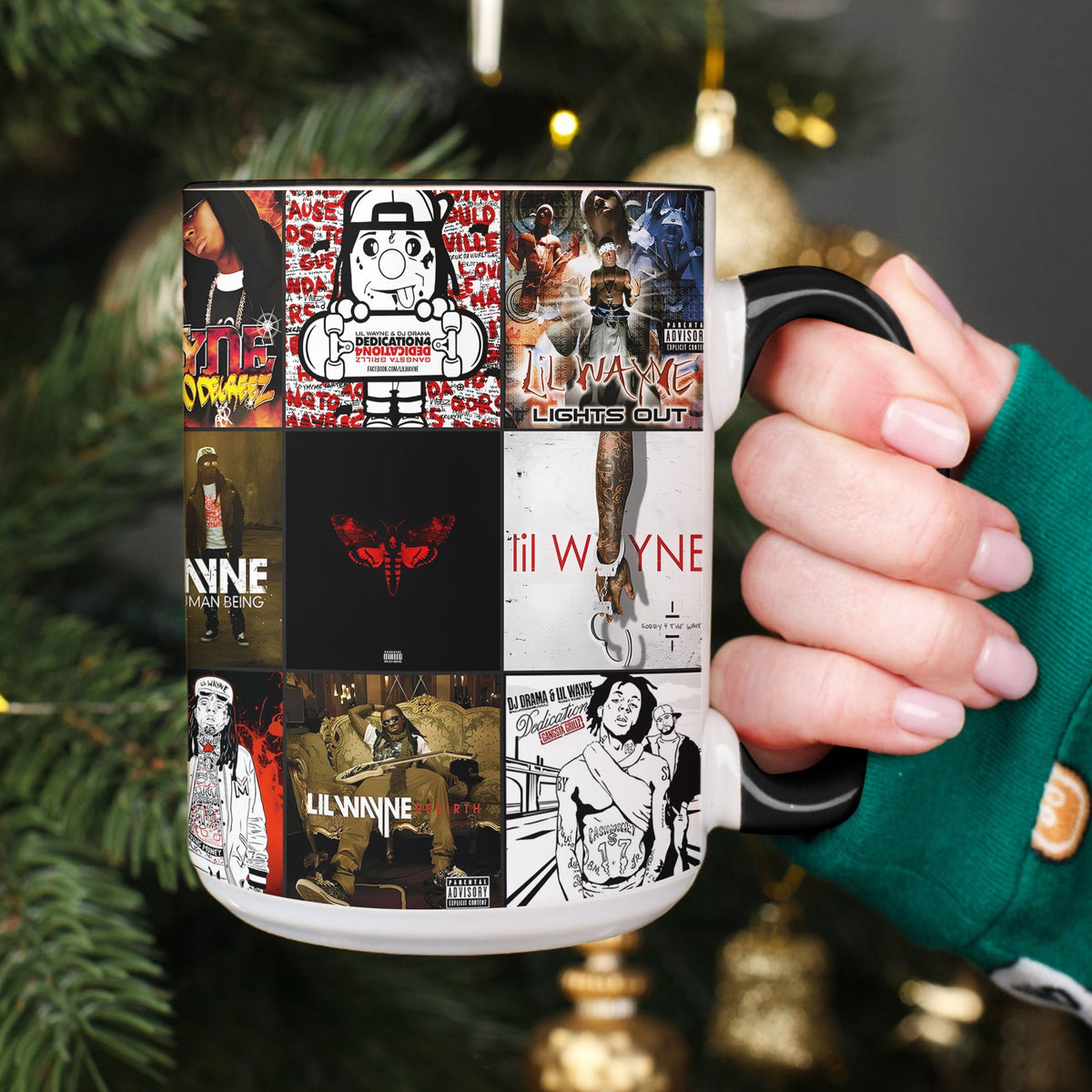 Lil Wayne Accent Mug – Album Cover Collage for Hip-Hop Fans