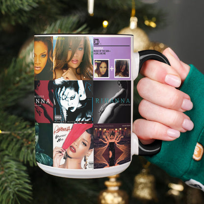 Rihanna Accent Mug – Iconic Era Album Cover Collage Gift