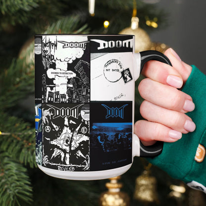 Doom Accent Mug – Classic Crust Punk Album Collage Gift