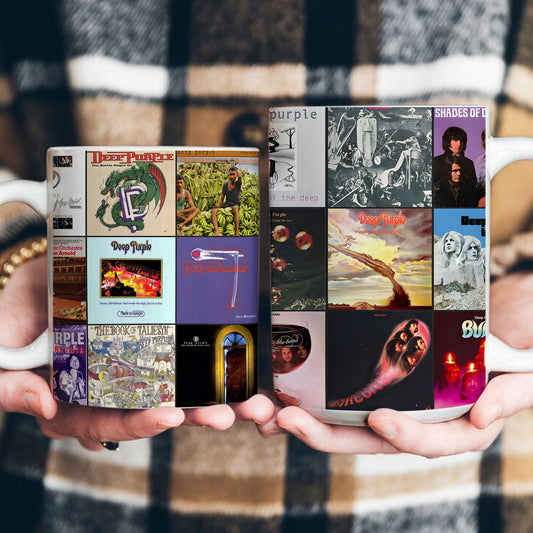 Deep Purple Accent Mug – Classic Rock Album Cover Collage Gift