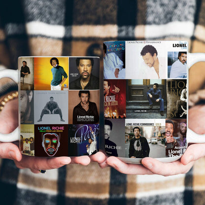 Lionel Richie Accent Mug – Soulful Classics Album Cover Collage Gift
