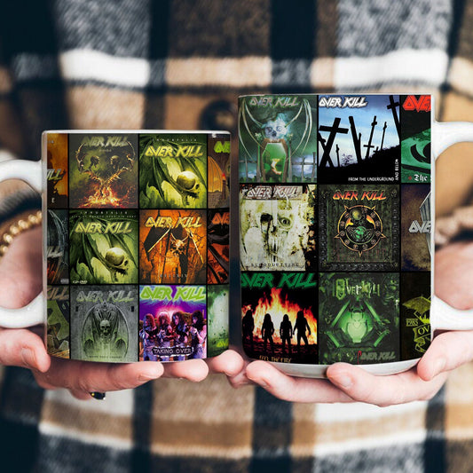 Overkill Accent Mug – Thrash Metal Legends Album Collage Gift