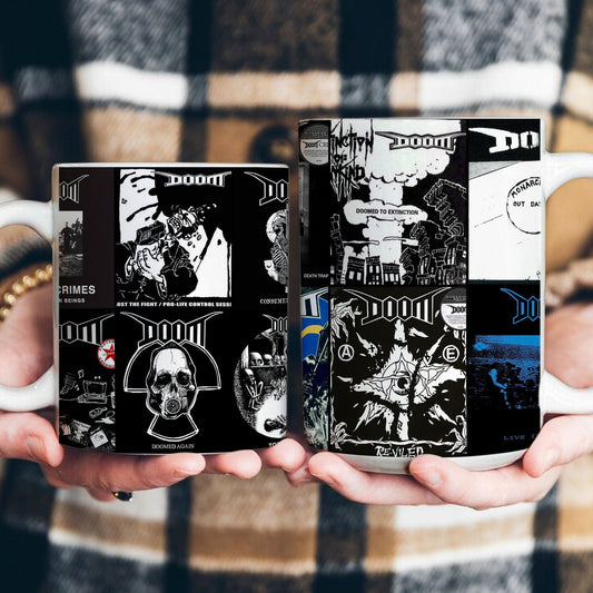 Doom Accent Mug – Classic Crust Punk Album Collage Gift