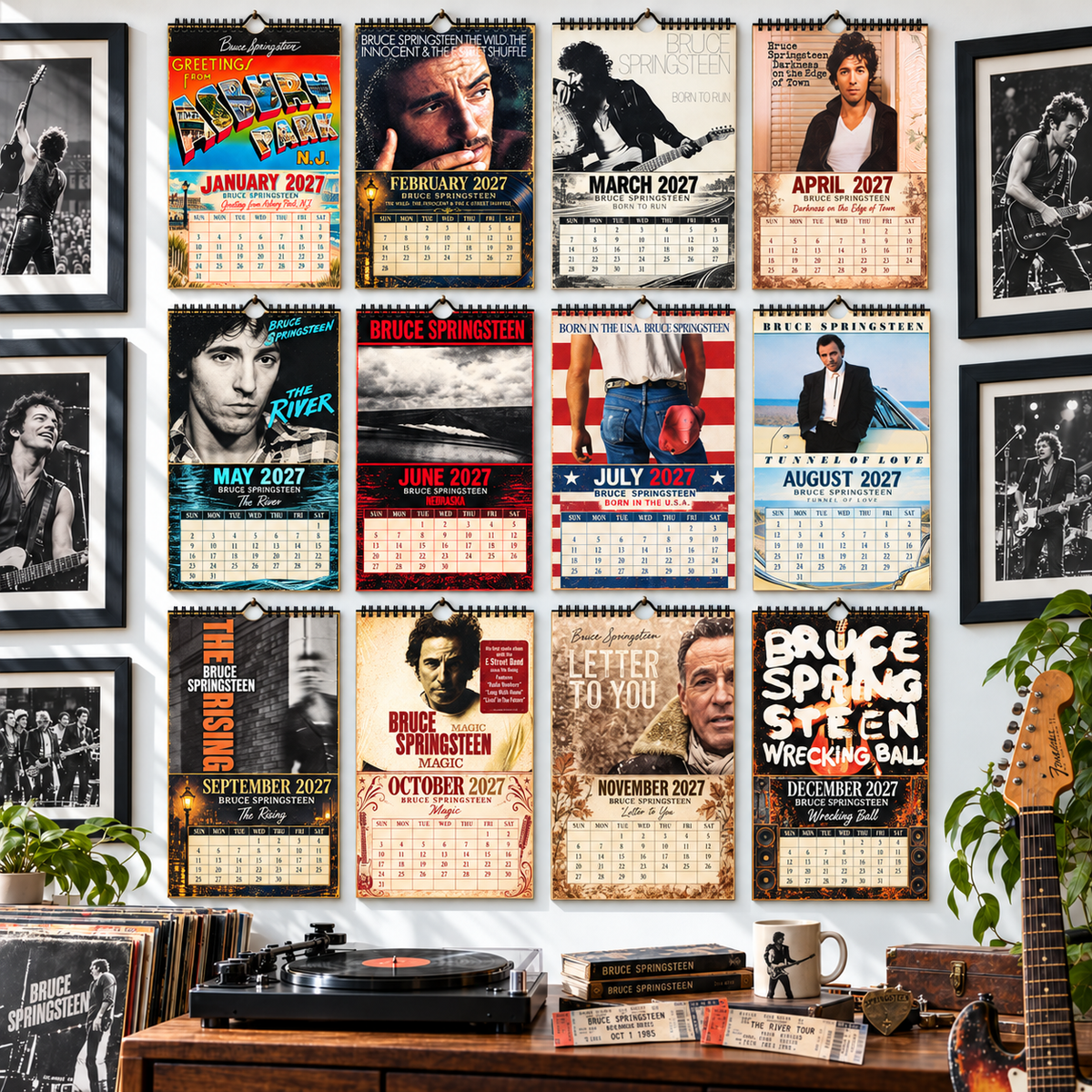 Bruce Springsteen 2027 Album Cover Calendar - Classic Art Wall Planner, Music Keepsake Fan Gift