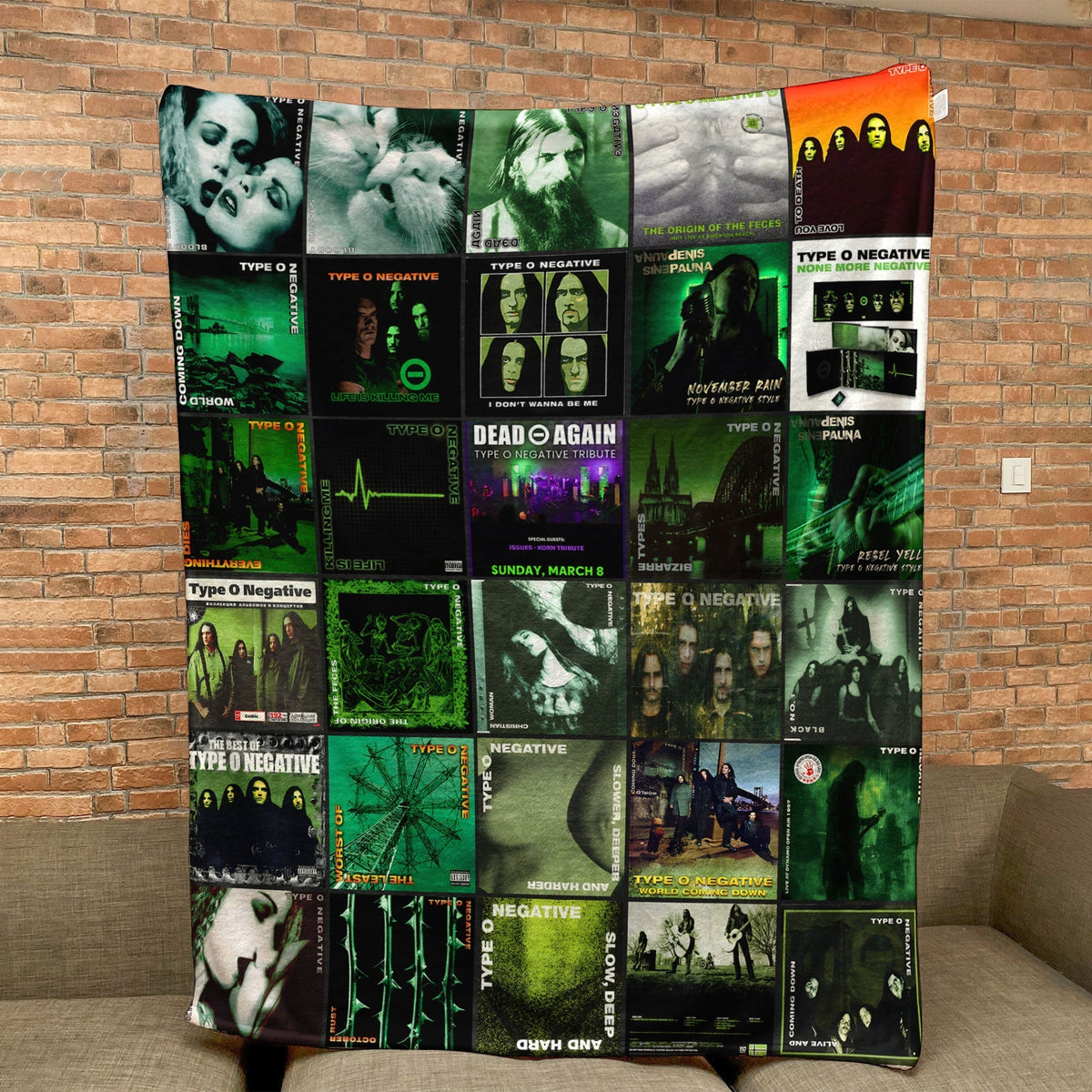 Type O Negative Album Covers Collage Sherpa Blanket  – Iconic Throw Sherpa for Gothic Metal Fans