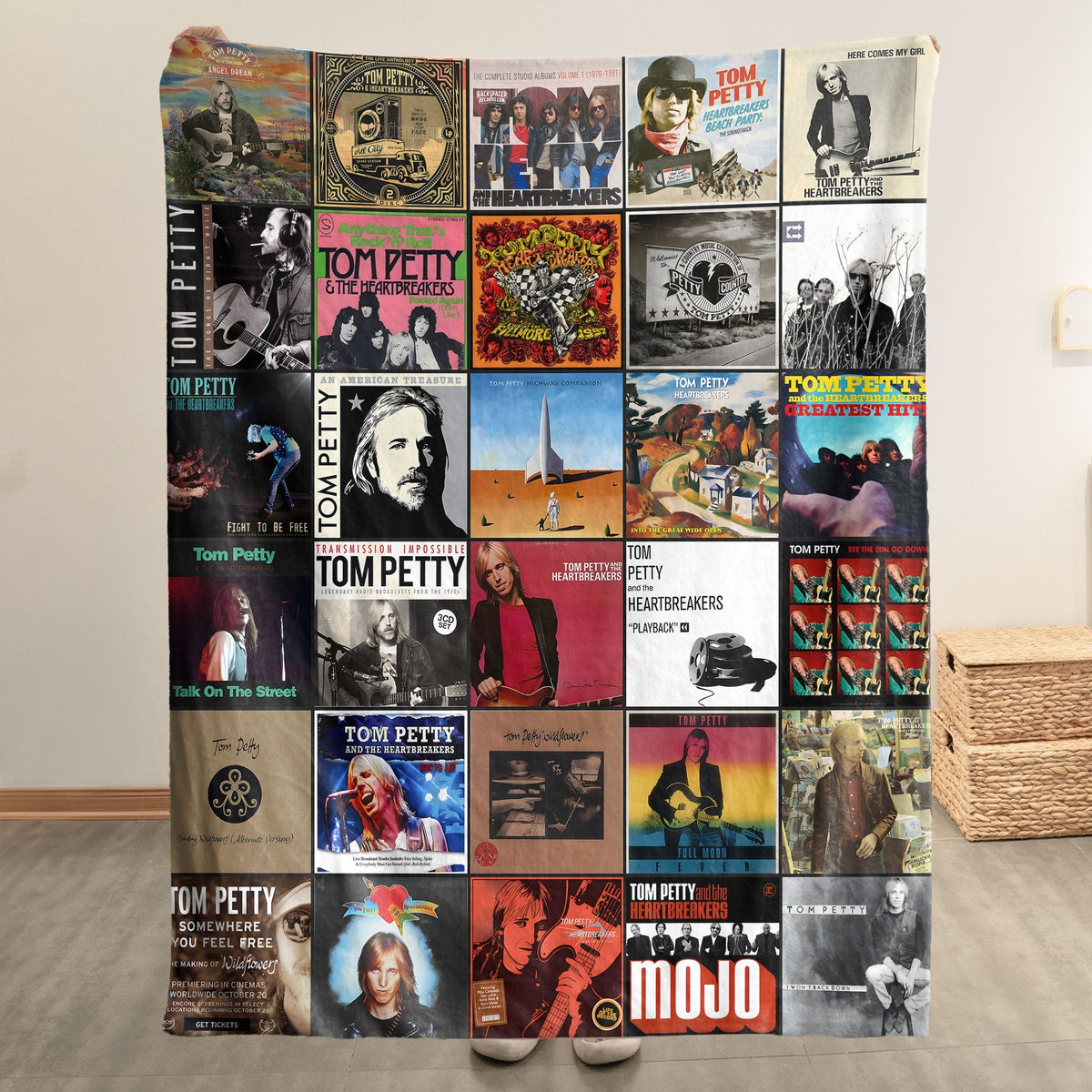 Tom Petty Album Collage Sherpa Blanket – A Tribute to Heartland Rock Legends for Music Fan