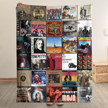 Tom Petty Album Collage Sherpa Blanket – A Tribute to Heartland Rock Legends for Music Fan