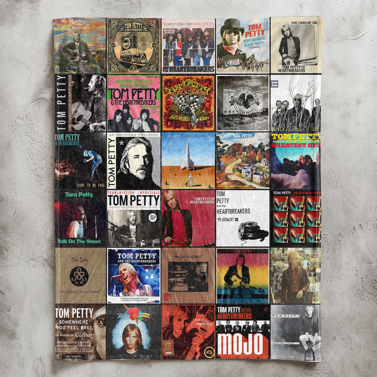 Tom Petty Album Collage Sherpa Blanket – A Tribute to Heartland Rock Legends for Music Fan