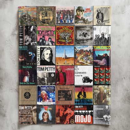 Tom Petty Album Collage Sherpa Blanket – A Tribute to Heartland Rock Legends for Music Fan