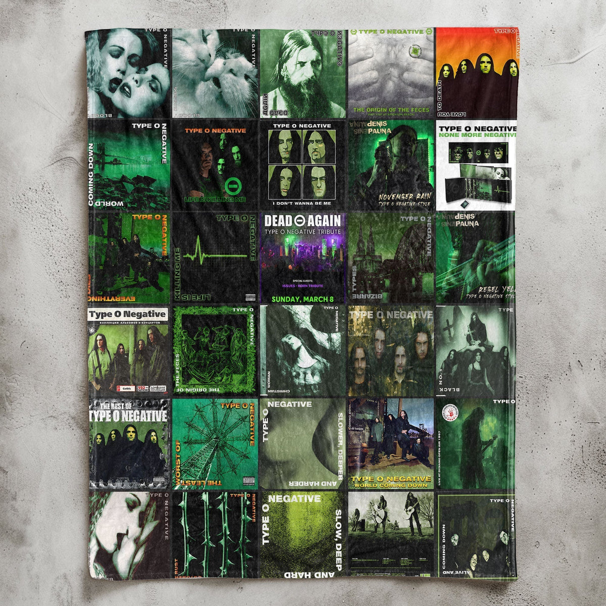 Type O Negative Album Covers Collage Sherpa Blanket  – Iconic Throw Sherpa for Gothic Metal Fans