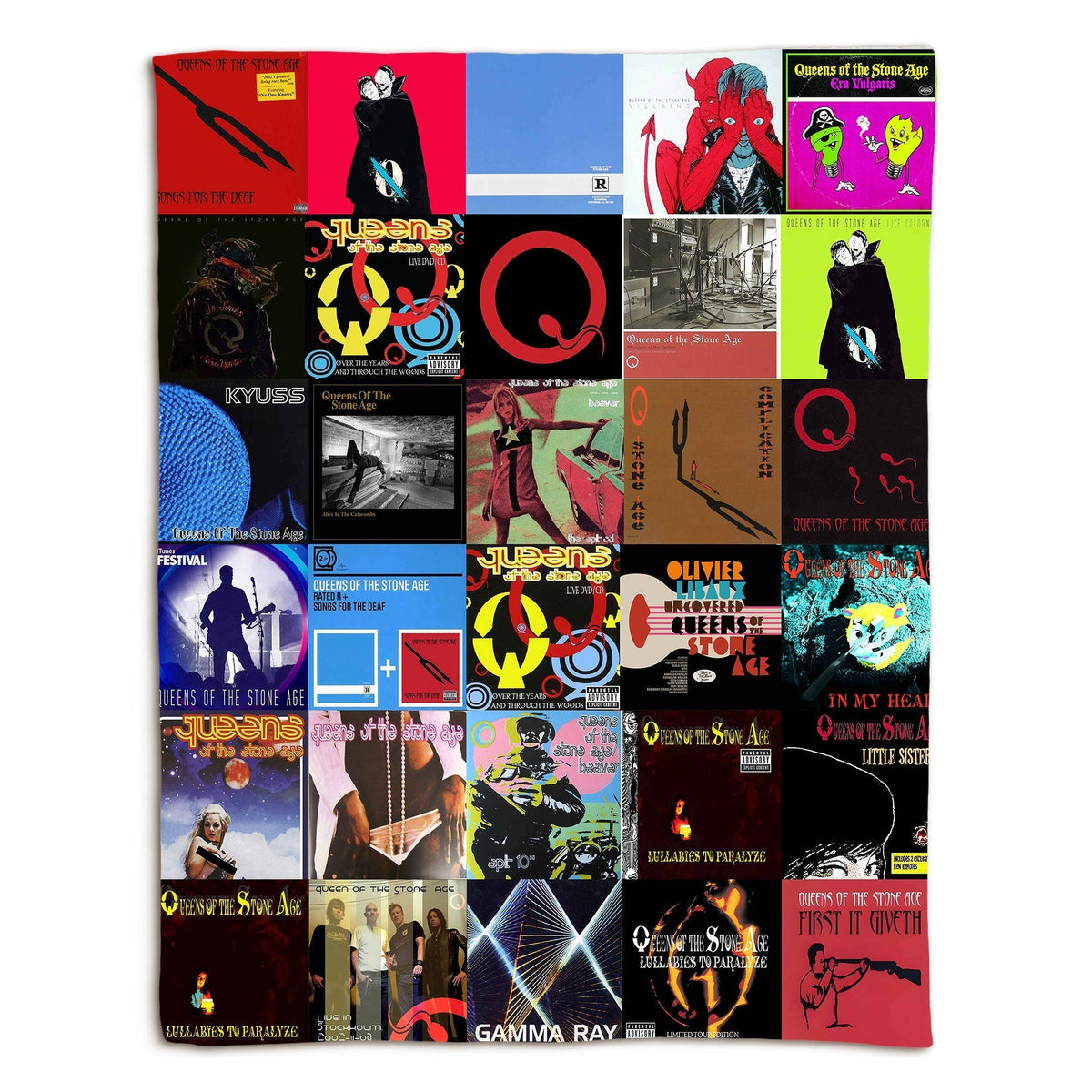 Queen Album Covers Collage Sherpa Blanket – Classic British Rock Legend Throw Blanket
