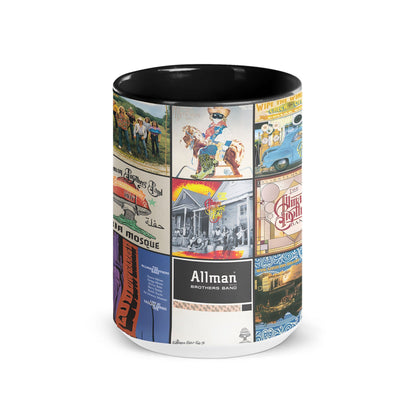 The Allman Brothers Band Black Two Tone Accent Coffee Mug - Classic Band Album Covers Collage Mug