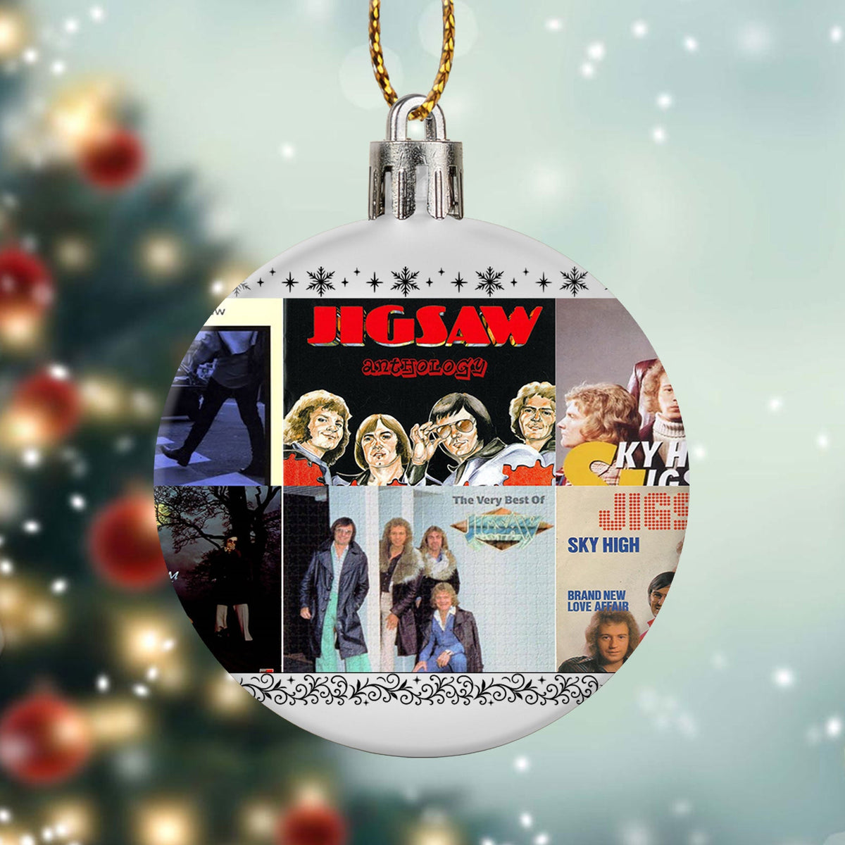 Jigsaw Album Collage Ornament – Classic Pop & Soft Rock Christmas Decoration