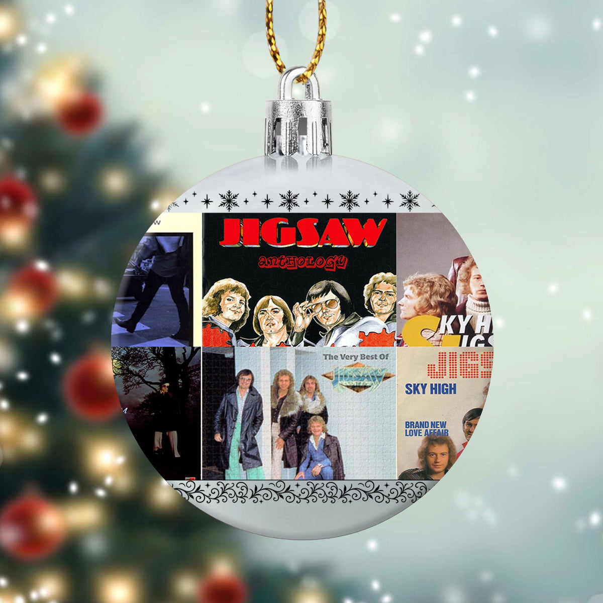 Jigsaw Album Collage Ornament – Classic Pop & Soft Rock Christmas Decoration