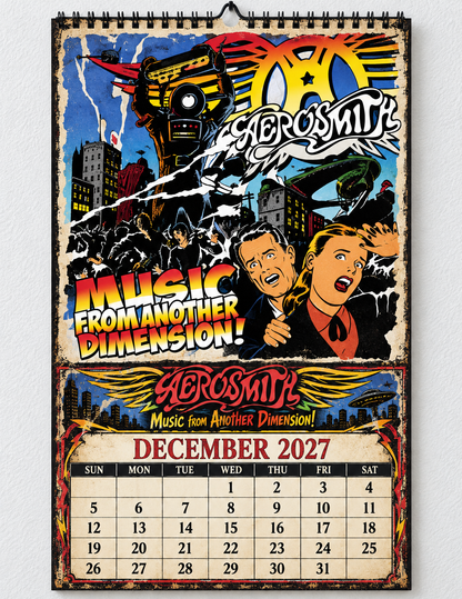 2027 Aerosmith Album Covers Wall Calendar - Spiral Bound Vintage Hard Rock Collector's Calendar - Unique Christmas Stocking Stuffer & Birthday Gift