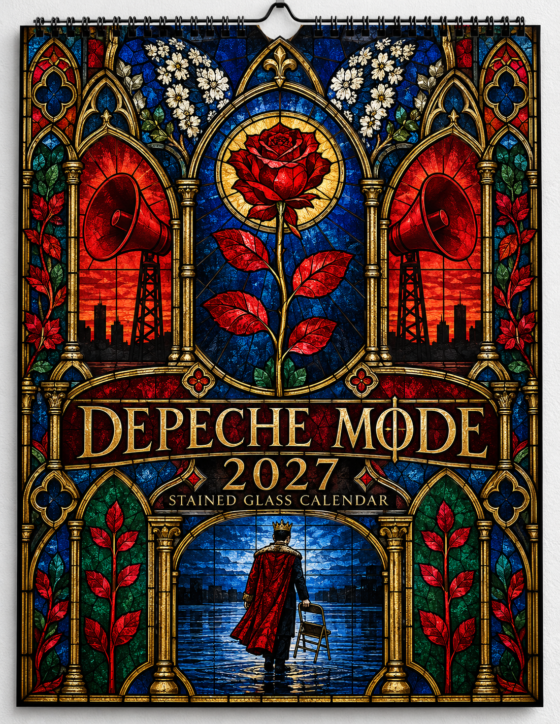 Depeche Mode Album Covers Stained Glass Wall Calendar - 2027 Synth-Pop Legends Collector's Edition - Perfect Gift for Rock Fans