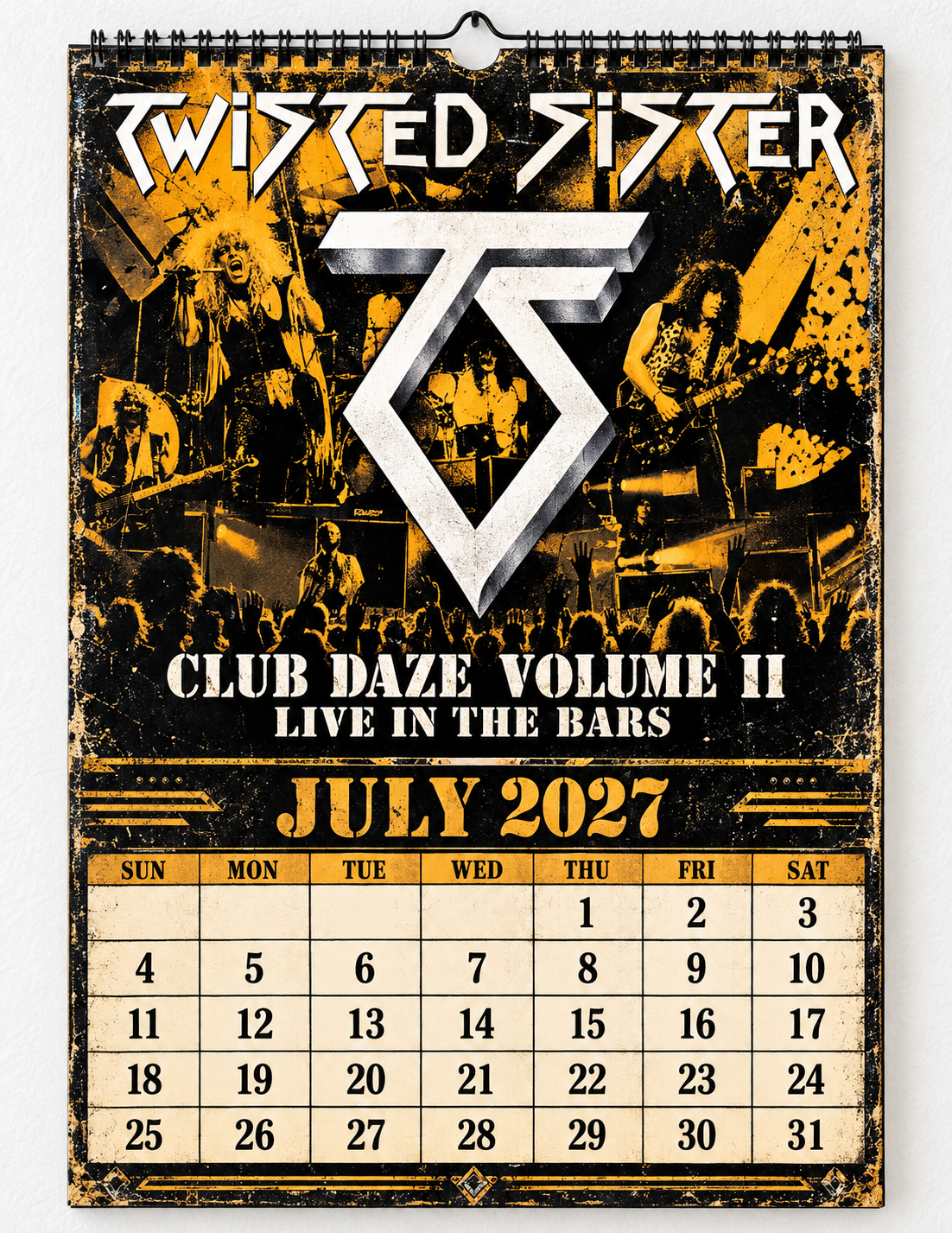 2027 Twisted Sister Album Covers Wall Calendar - Spiral Bound Vintage Heavy Metal Collector's Calendar - Unique Christmas Stocking Stuffer & Birthday Gift