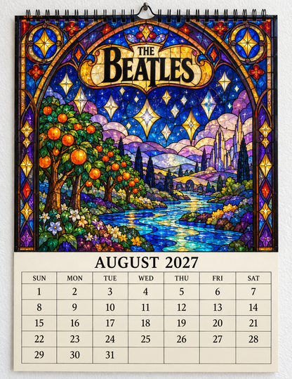 The Beatles 2027 Stained Glass Calendar – Vintage Beatles Wall Calendar, Music Lover Gift