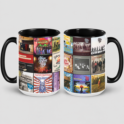 The Allman Brothers Band Black Two Tone Accent Coffee Mug - Classic Band Album Covers Collage Mug