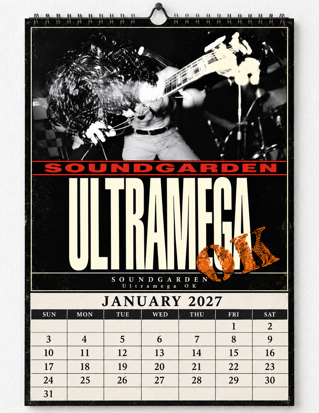 2027 Soundgarden Album Covers Wall Calendar - Spiral Bound Vintage Alternative Metal Collector's Calendar - Unique Christmas Stocking Stuffer & Birthday Gift