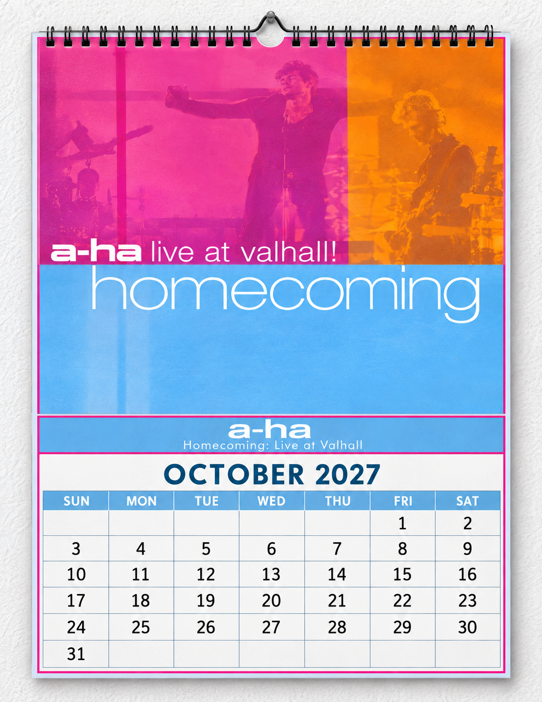 2027 a-ha Album Covers Wall Calendar - Spiral Bound Vintage Norwegian Synth-Pop Collector's Calendar - Unique Christmas Stocking Stuffer & Birthday Gift