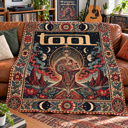 Tool Band Sherpa Throw Blanket - Sacred Geometry & Third Eye Art Soft Cover - Progressive Metal Rock Fan Unique Gift Idea