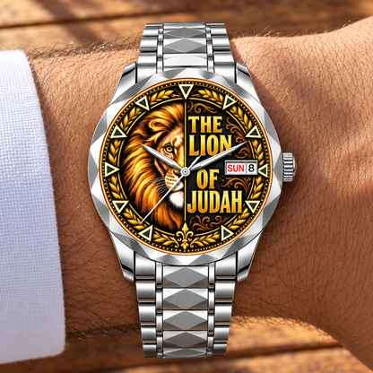 Lion of Judah Watch, Christian Men’s Wristwatch, Jesus Lion Faith Watch, Religious Gift for Men, Christian Jewelry Gift