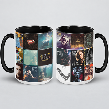 Hozier Black Two-Tone Accent Coffee Mug - Classic Band Album Covers Collage Mug