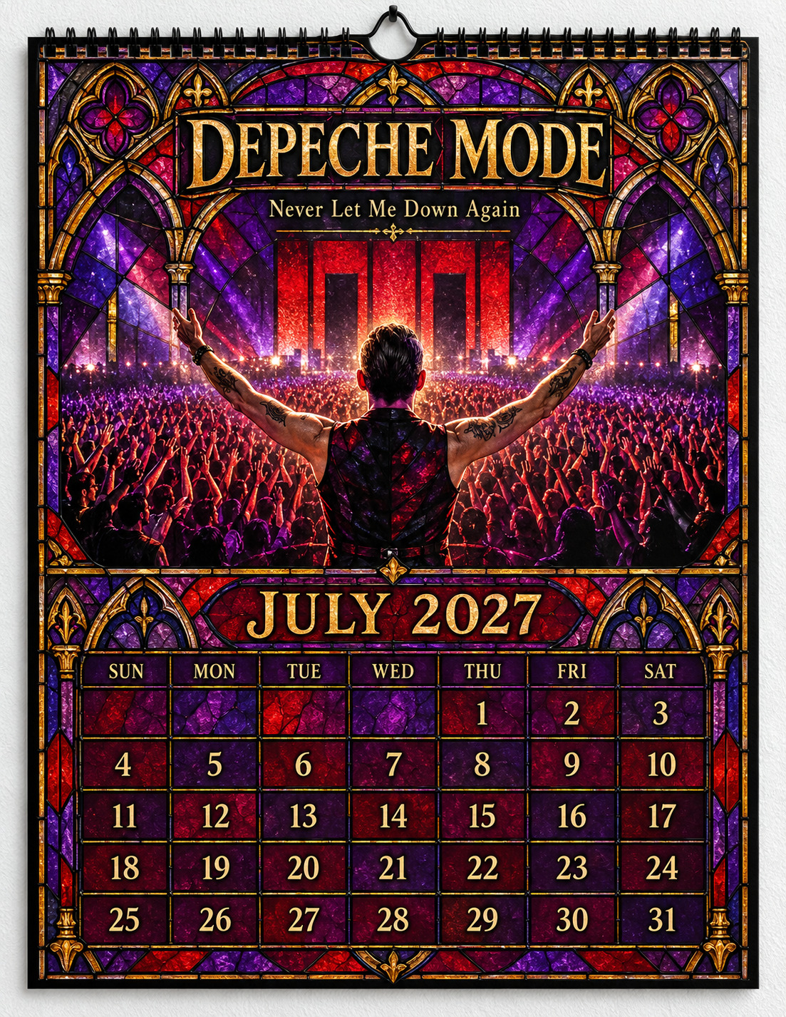 Depeche Mode Album Covers Stained Glass Wall Calendar - 2027 Synth-Pop Legends Collector's Edition - Perfect Gift for Rock Fans