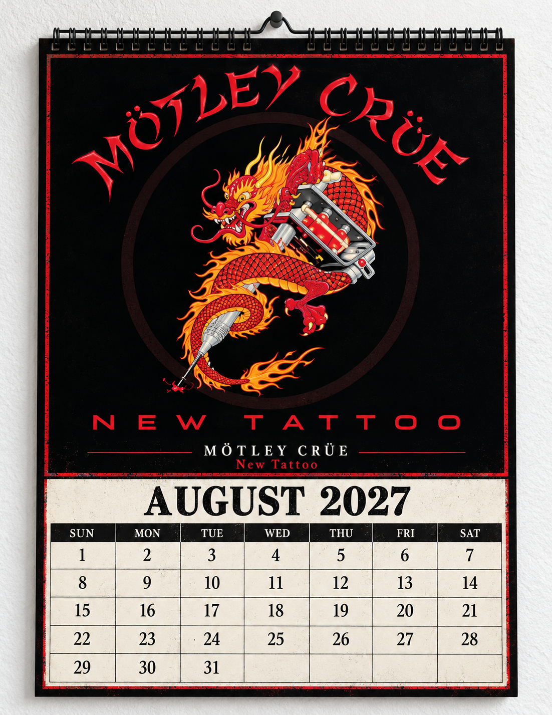 2027 Mötley Crüe Album Covers Wall Calendar - Spiral Bound Vintage Glam Metal Collector's Calendar - Unique Christmas Stocking Stuffer & Birthday Gift