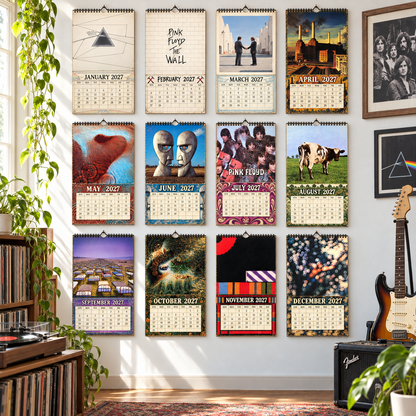 Pink Floyd 2027 Wall Calendar - Album Cover Collage & Prog Rock Discography Art | Premium Classic Rock Fan Gift & Hanging Decor