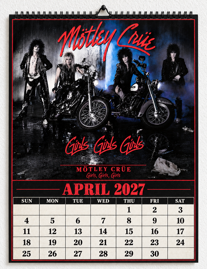 2027 Mötley Crüe Album Covers Wall Calendar - Spiral Bound Vintage Glam Metal Collector's Calendar - Unique Christmas Stocking Stuffer & Birthday Gift