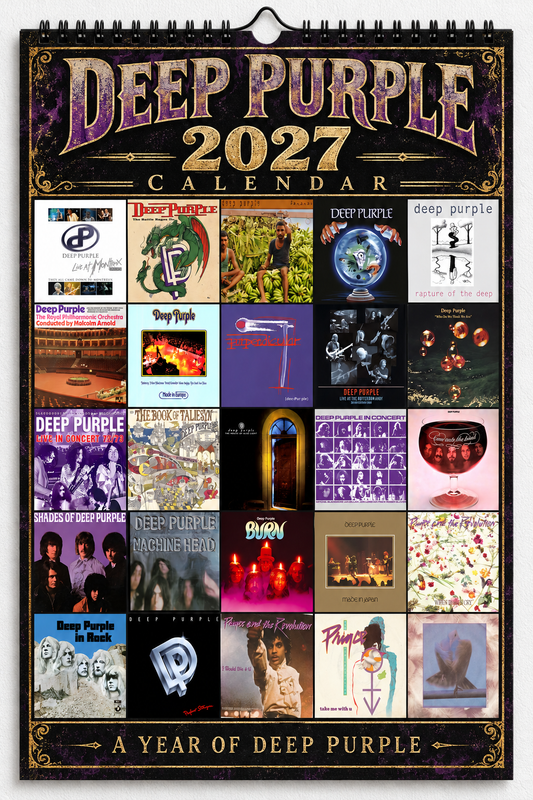 Deep Purple 2027 Wall Calendar - Iconic Rock Albums Vintage Hanging Calendar for Music Fans