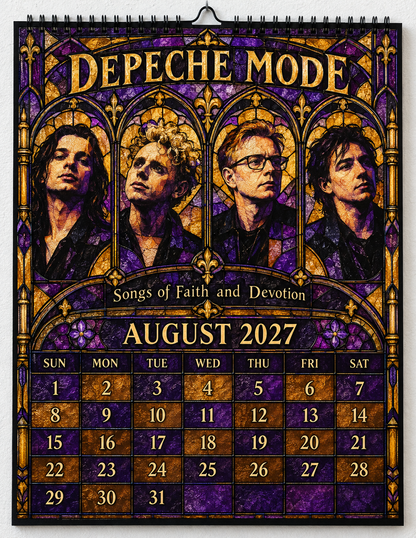 Depeche Mode Album Covers Stained Glass Wall Calendar - 2027 Synth-Pop Legends Collector's Edition - Perfect Gift for Rock Fans