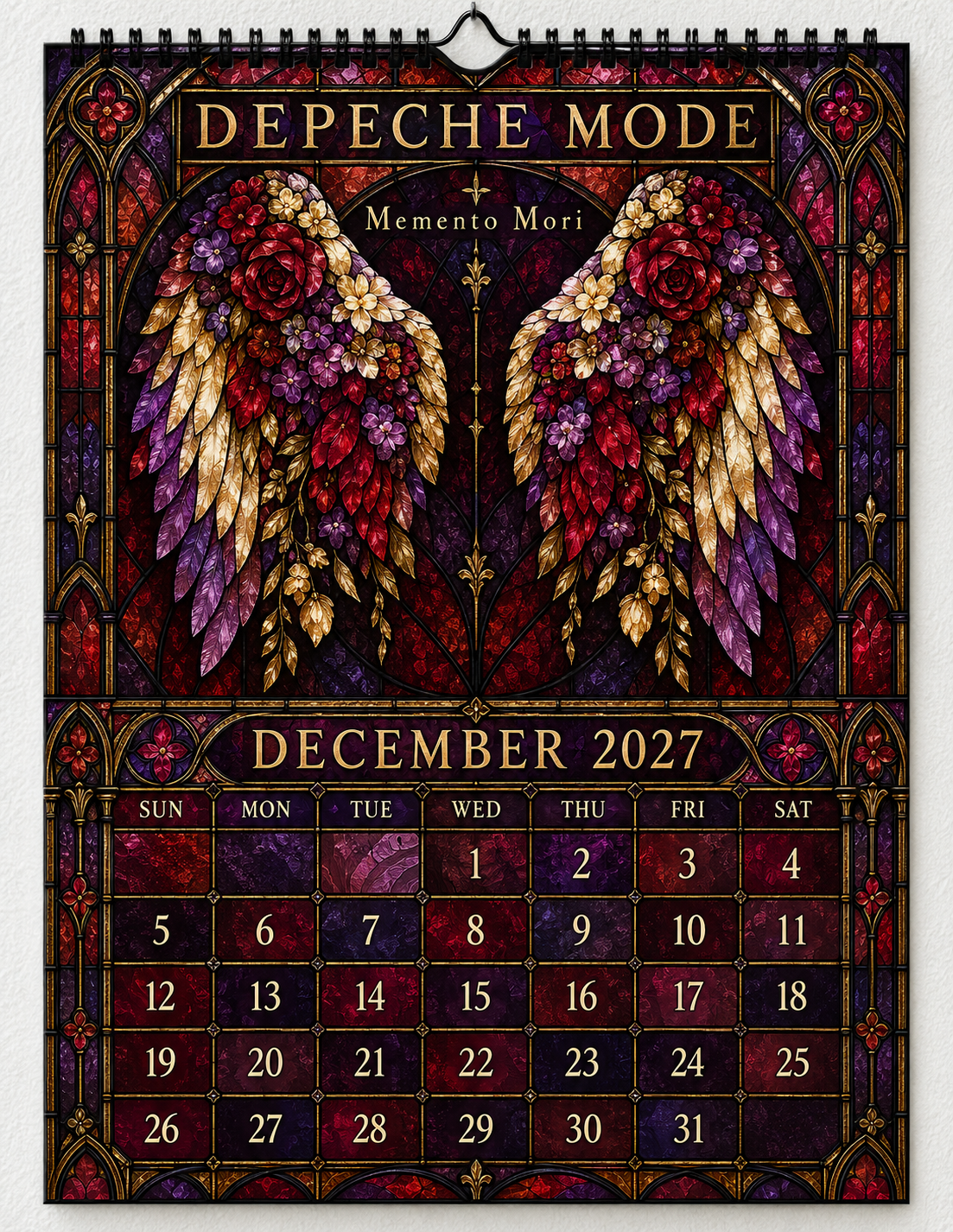 Depeche Mode Album Covers Stained Glass Wall Calendar - 2027 Synth-Pop Legends Collector's Edition - Perfect Gift for Rock Fans